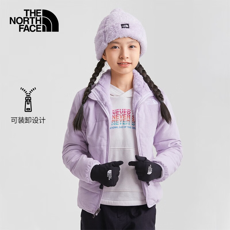 THE NORTH FACE北面童装女童棉服两面穿抓绒外套保暖22款冬|7WQZ 6S1/紫色 150/L