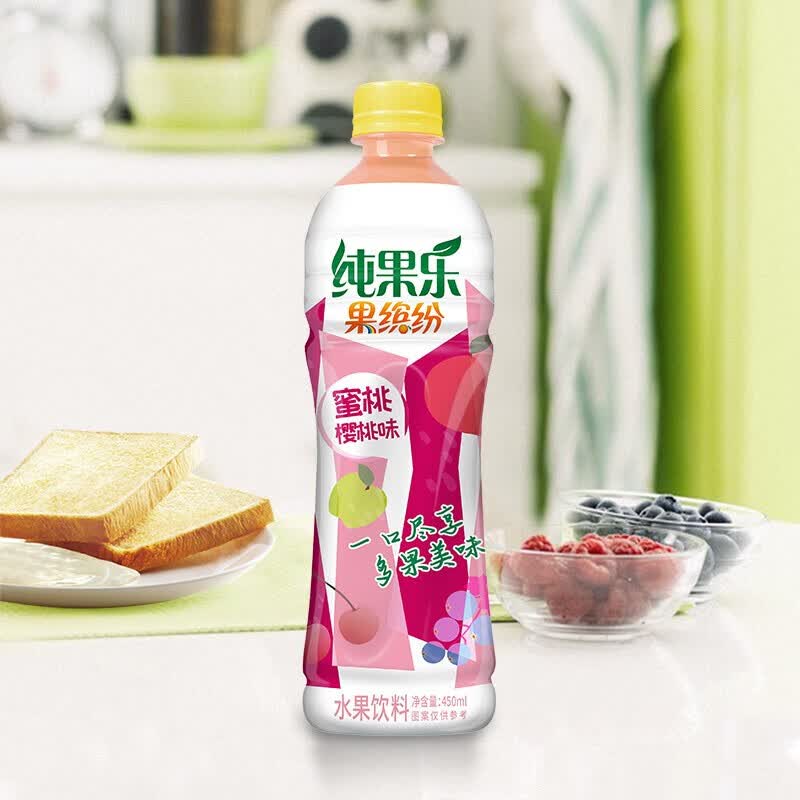 百事可乐 纯果乐果缤纷蜜桃樱桃味450ml果味饮料夏季休闲节日聚会饮品
