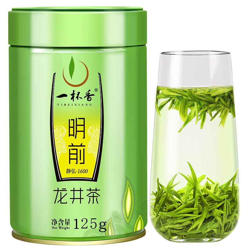 一杯香茶叶2023新茶绿茶龙井茶明前高山春茶罐装125g自己喝