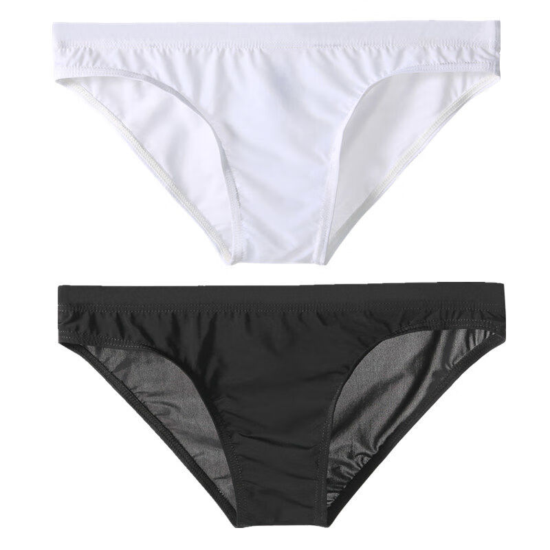 男士冰丝透明内裤低腰透气性感纯色三角裤男生青年潮男裤头 【2件装】