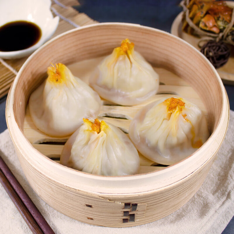 食加蟹粉小笼包50%蟹黄蟹肉50%鲜肉 无锡产用料充足 2袋12只