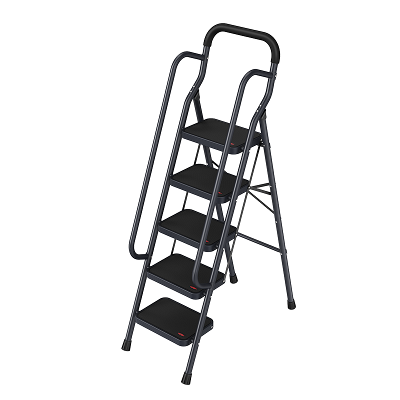 DuPont杜邦218年历史世界500强人字梯家用梯折叠梯子多功能登高梯扶梯楼梯爬步梯伸缩梯 五步带扶手碳钢梯