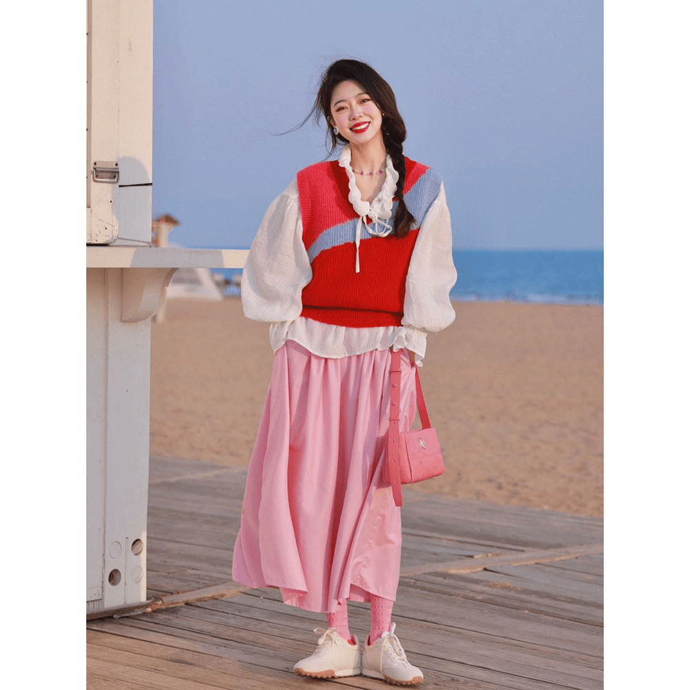 企迈女生衣服潮流穿搭2024年春秋2024早春茶系穿搭一整套微胖梨形身材