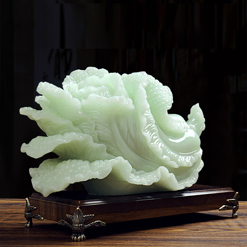 美卡瑞 百财如意招财玉白菜摆件客厅酒柜家居装饰品摆设办公桌摆件
