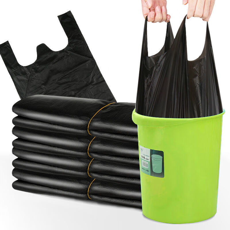 垃圾袋家用加厚手提式背心黑色厨房中大号塑料袋批发 加厚型【常用】 400只手提垃圾袋