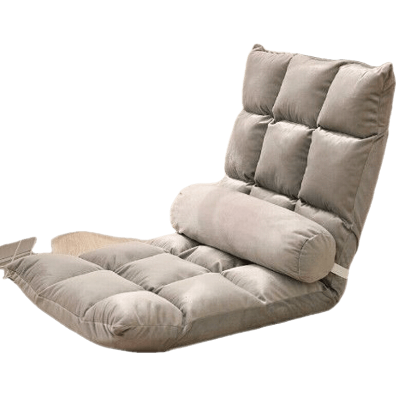 黎尧懒人沙发坐垫可折叠单人小沙发卧室飘窗折叠椅可爱阳台沙发椅休闲宿舍躺椅寝室豆袋床上靠背椅 18格-细绒棉麻-绅士灰【含腰枕】