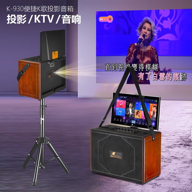 丹唛仕 户外K歌音响带显示屏视频音响无线话筒手写语音点歌便携式大功率广场舞音箱 K930(自带投影机 2T硬盘19寸屏)