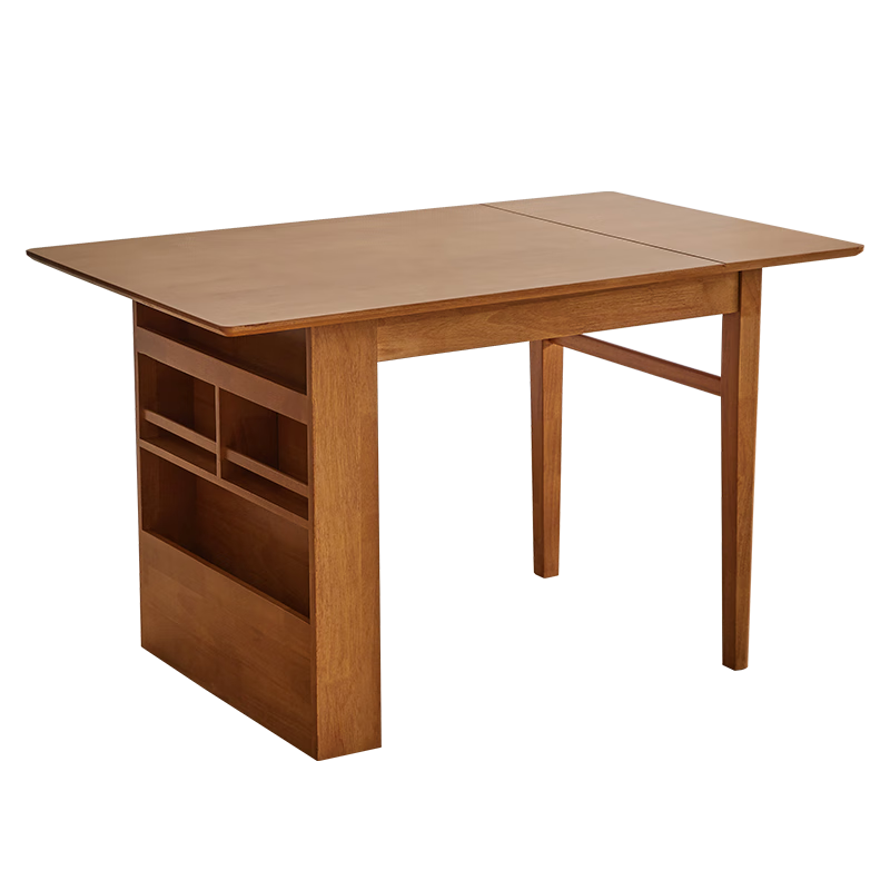 家逸实木餐桌家用日式折叠吃饭桌子现代简约小户型饭桌可伸缩长桌单桌