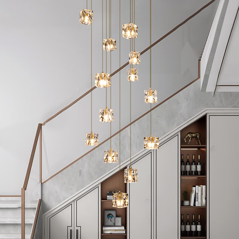 莎庭(sartill)北欧复式楼梯长吊灯别墅loft公寓楼中楼挑高客厅个性全