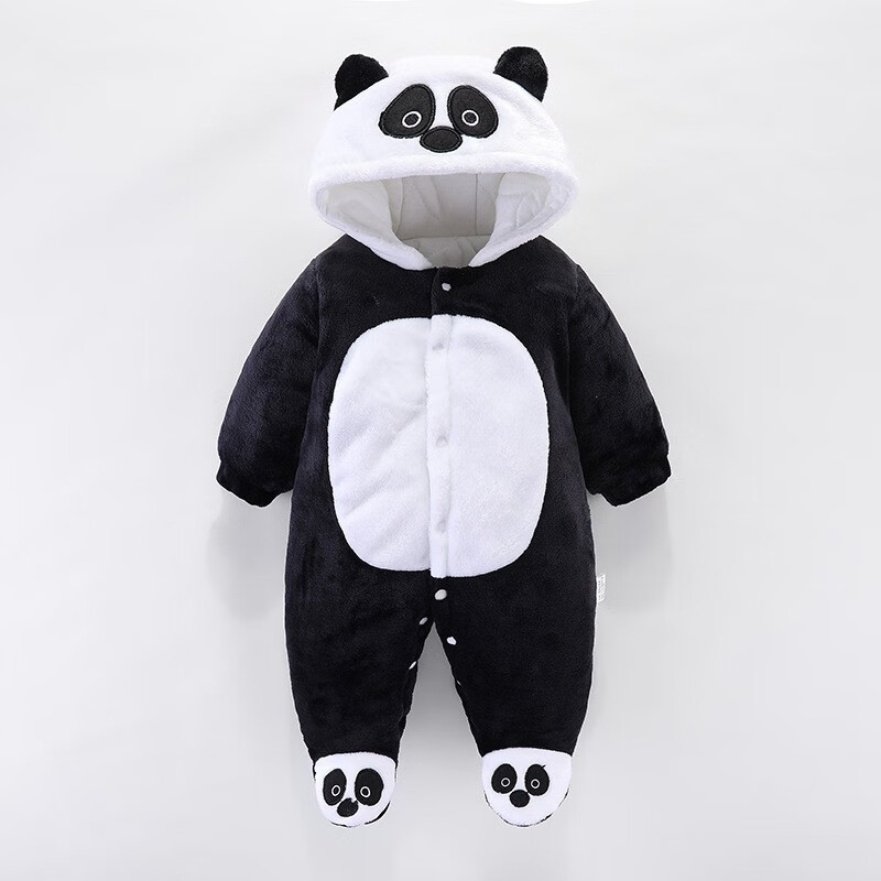 嘉贝艾尔婴儿衣服秋冬装加厚保暖棉衣婴儿连体衣包脚宝宝衣服0-1岁 熊猫 73cm