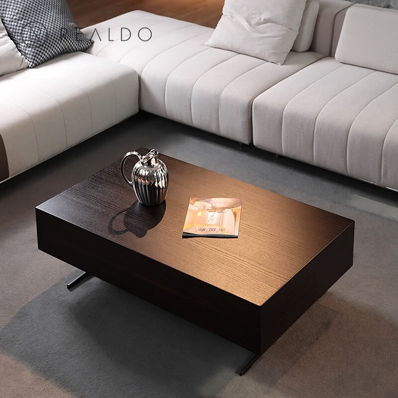 意式极简设计师茶几电视柜组合简约现代小户型客厅高款家具 烟熏橡木