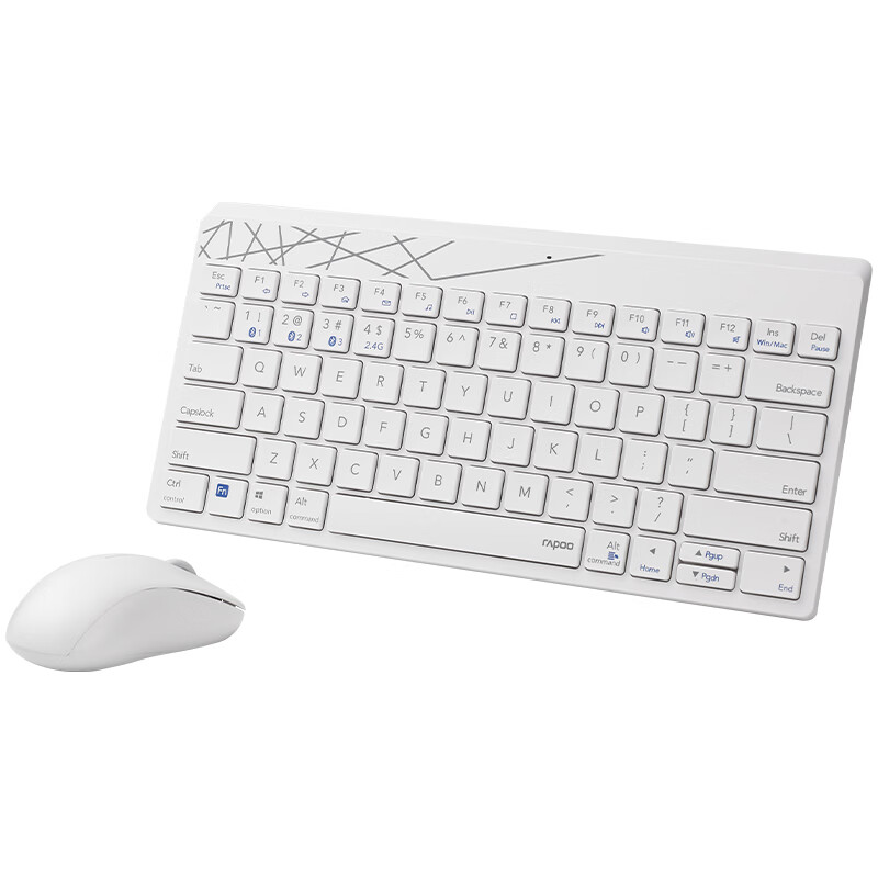 雷柏Rapoo8000GT键鼠套装无线蓝牙键鼠套装办公键盘鼠标套装无线键盘蓝牙键盘ipad键盘白色