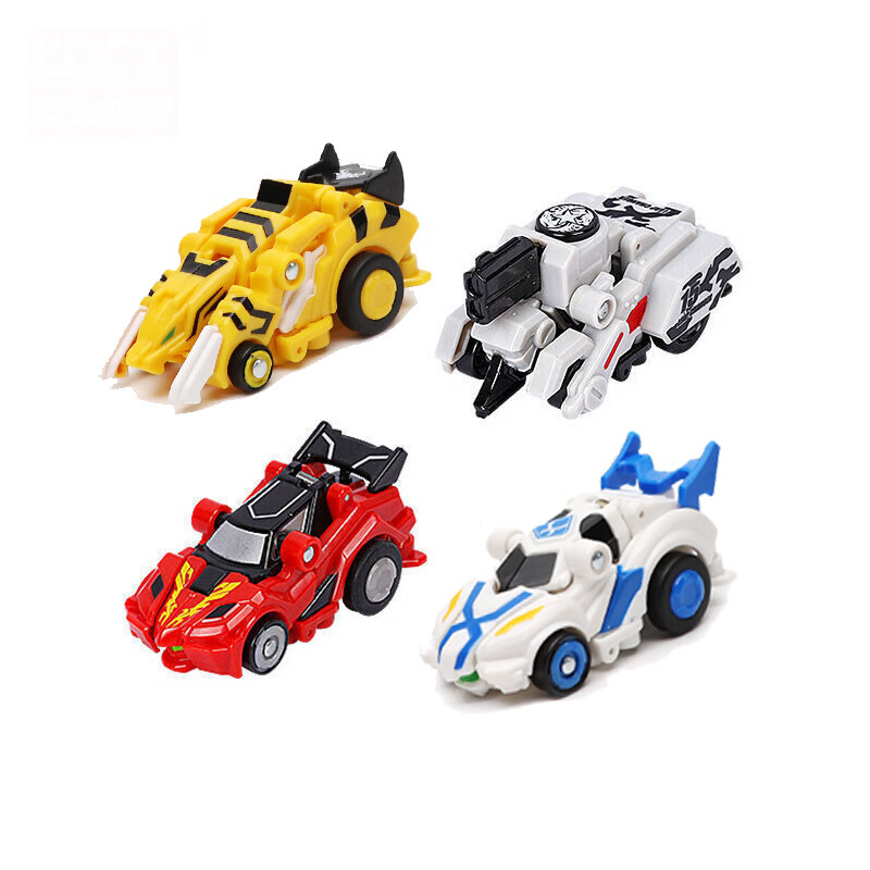 灵动创想(ldcx)跳跃战士烈火骑士夜煞虎跳跃小子变形车玩具套装 【4车