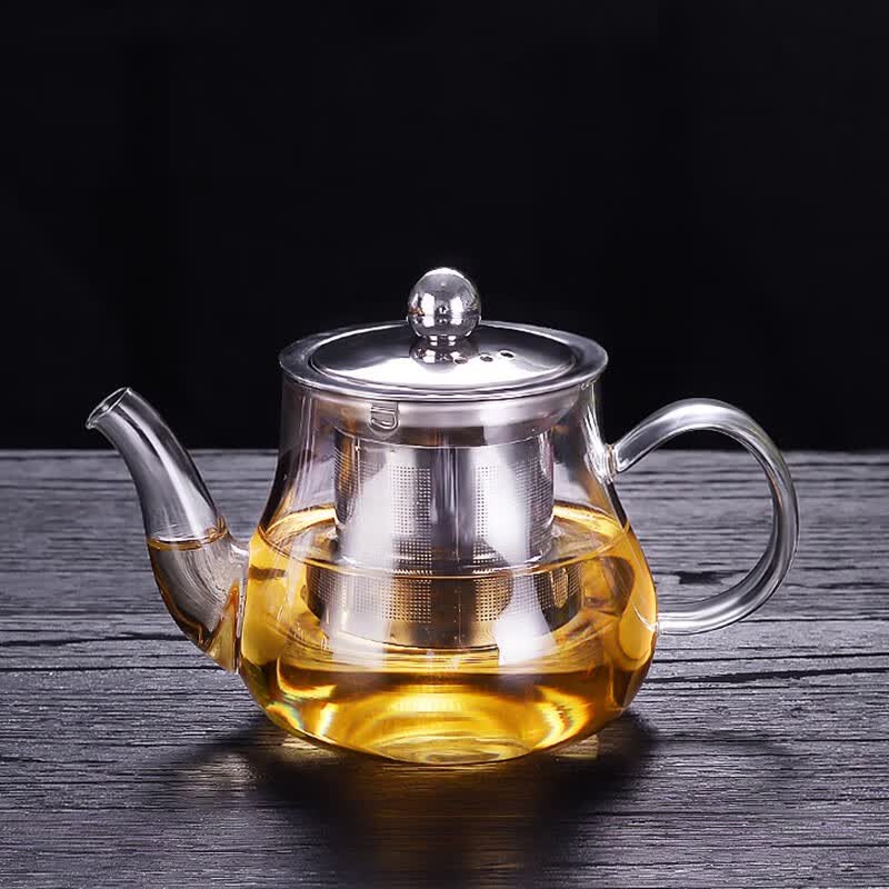 禾艾苏（heisou）耐热玻璃茶壶大容量家用办公待客泡茶壶不锈钢过滤内胆功夫茶具 葫芦壶450ml+4个杯子