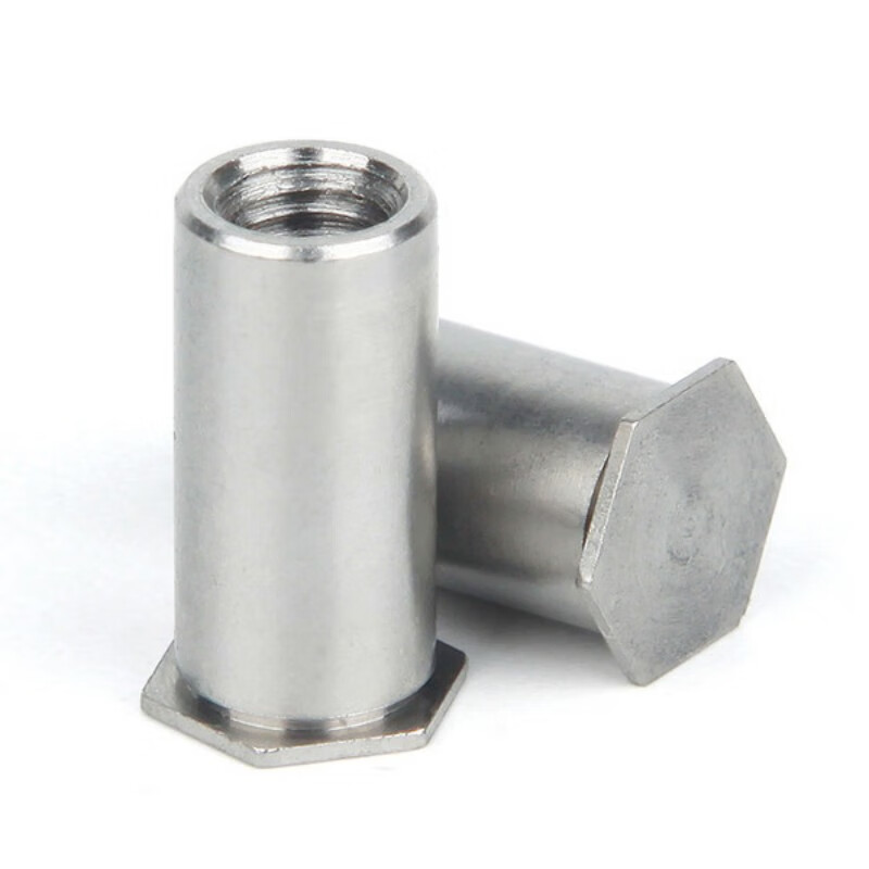 典南 304不锈钢盲孔压铆螺柱六角压板螺母柱bsos-m6-8/10/12/14底孔8.