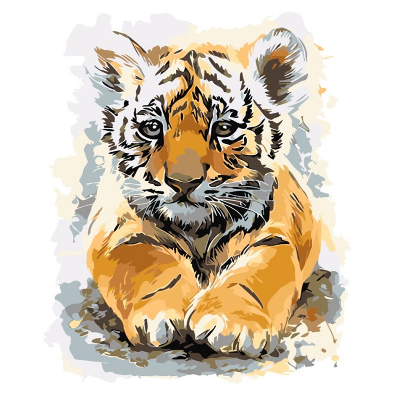 diy数字油画  虎年画虎迎新年礼物动物猛兽老虎客厅淡彩创意丙烯填色