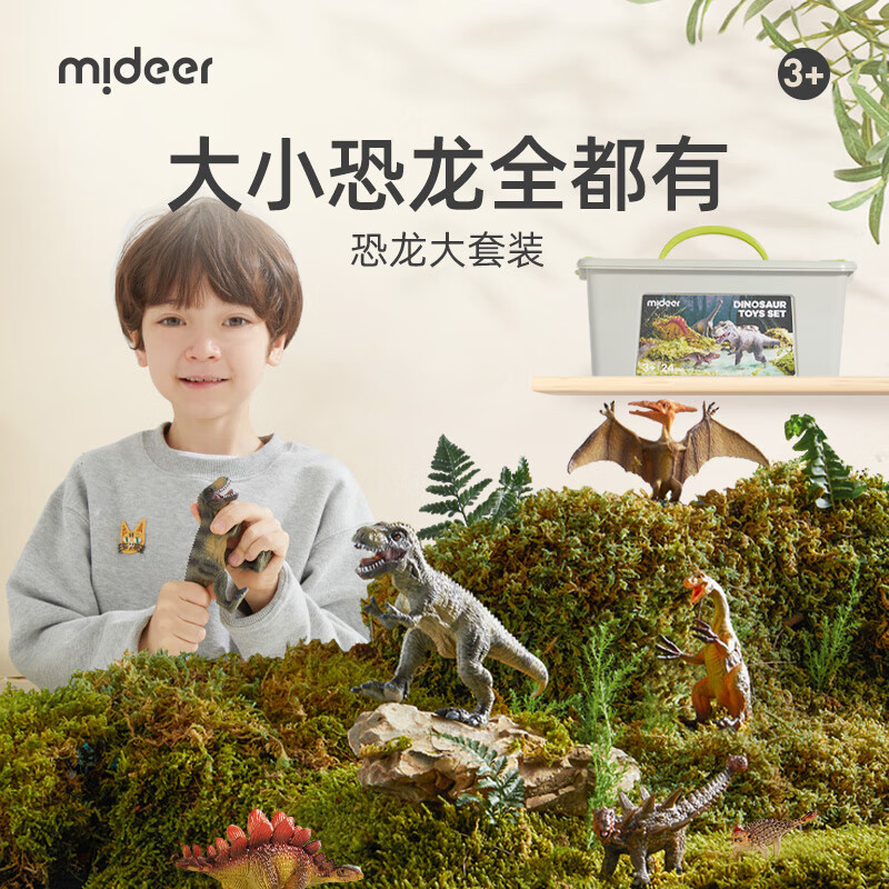 弥鹿（MiDeer）儿童玩具仿真动物模型霸王龙翼龙男孩恐龙大套装-24只装儿童节礼物