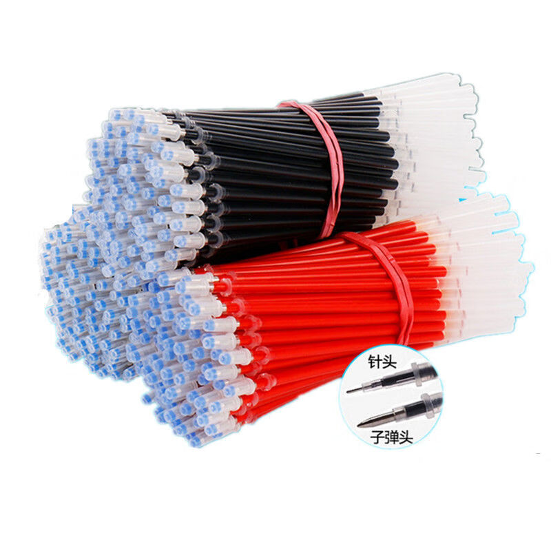 q中性笔笔芯批发0.5mm头全针管水笔芯黑色红色蓝色 碳素笔替芯君诚 混色全针管 30支笔芯+1支笔杆