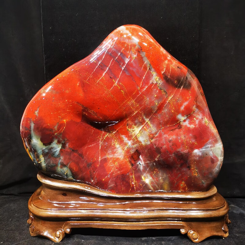精品收藏(大红袍)鸡血石奇石玉石宝石矿石天然原石观赏石摆件