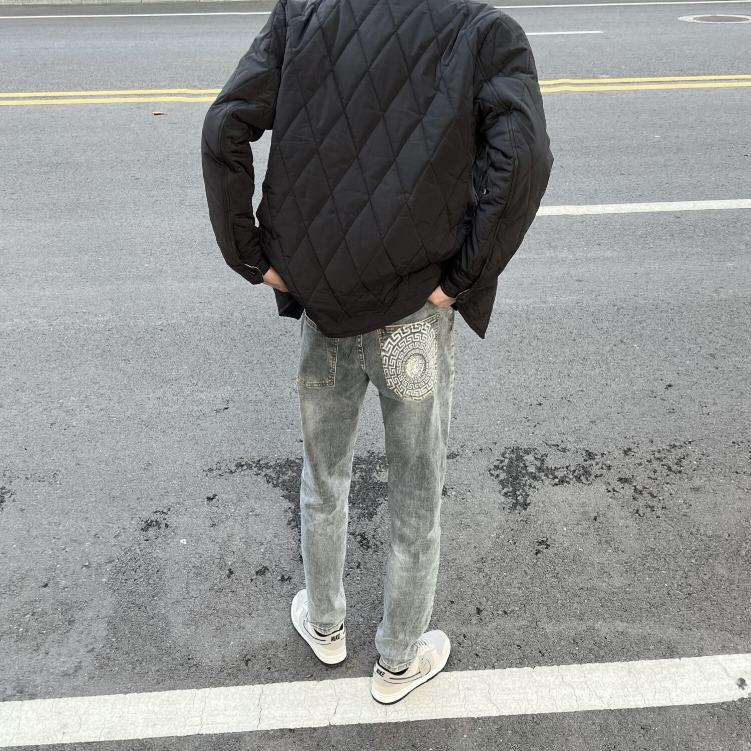 sunwisess英伦雅痞男装春季新款刺绣牛仔裤春秋款瓦萨琪