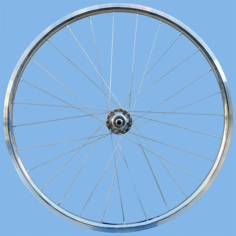 死飞轮组700c死飞自行车轮子700x23电镀银色28孔竞速轮组培林花鼓