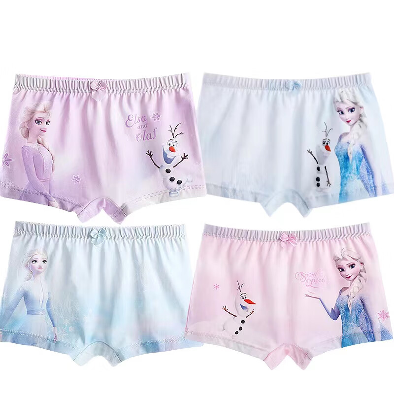 迪士尼女童内裤a类冰雪奇缘儿童平角裤青少年宝宝精梳棉