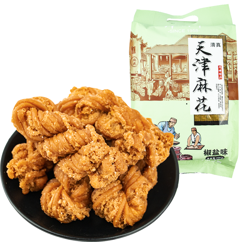 津顺祥 休闲零食 天津特产夹馅麻花（椒盐味）400g/袋