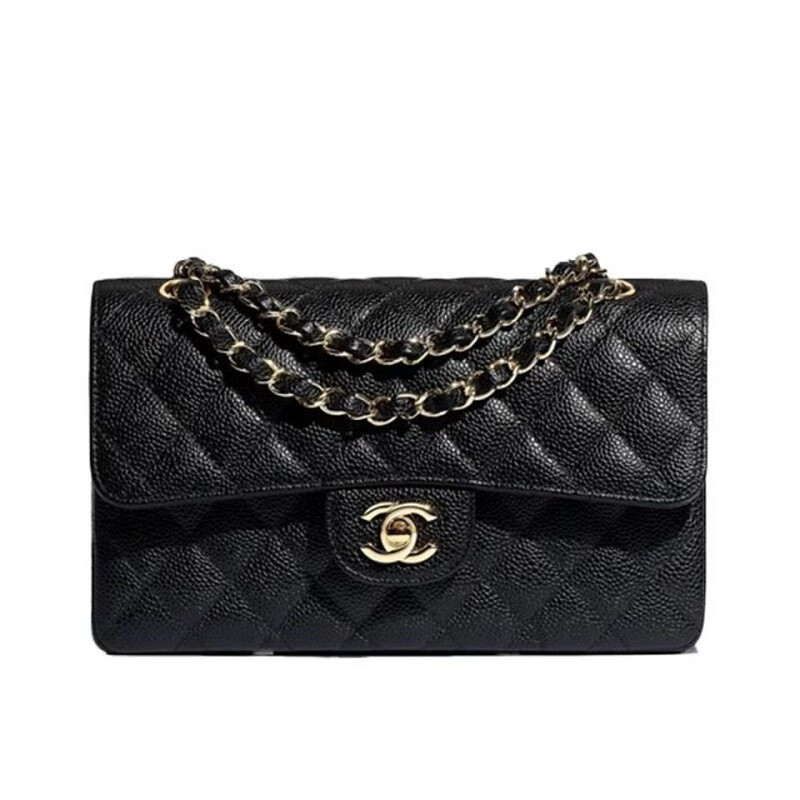 chanel 香奈儿 cf经典系列小牛皮 金扣 链条单肩斜跨包 女神包 黑色