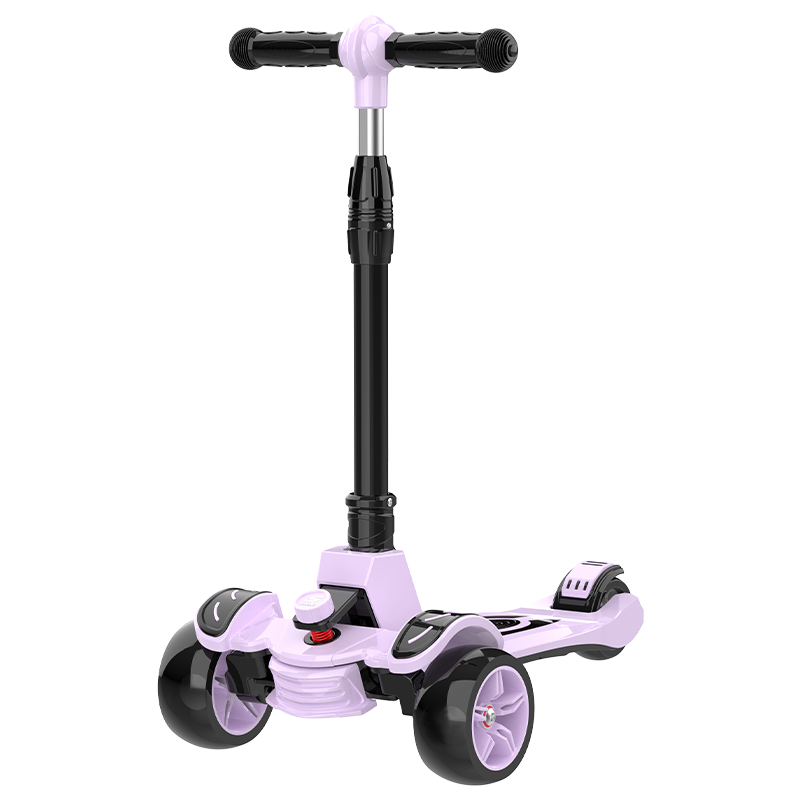 斯威（SWAY）滑板車兒童3-6-12-15歲大童滑滑車閃光輪折疊小孩三輪踏板車 紫色越野款+閃光大輪+減震裝置