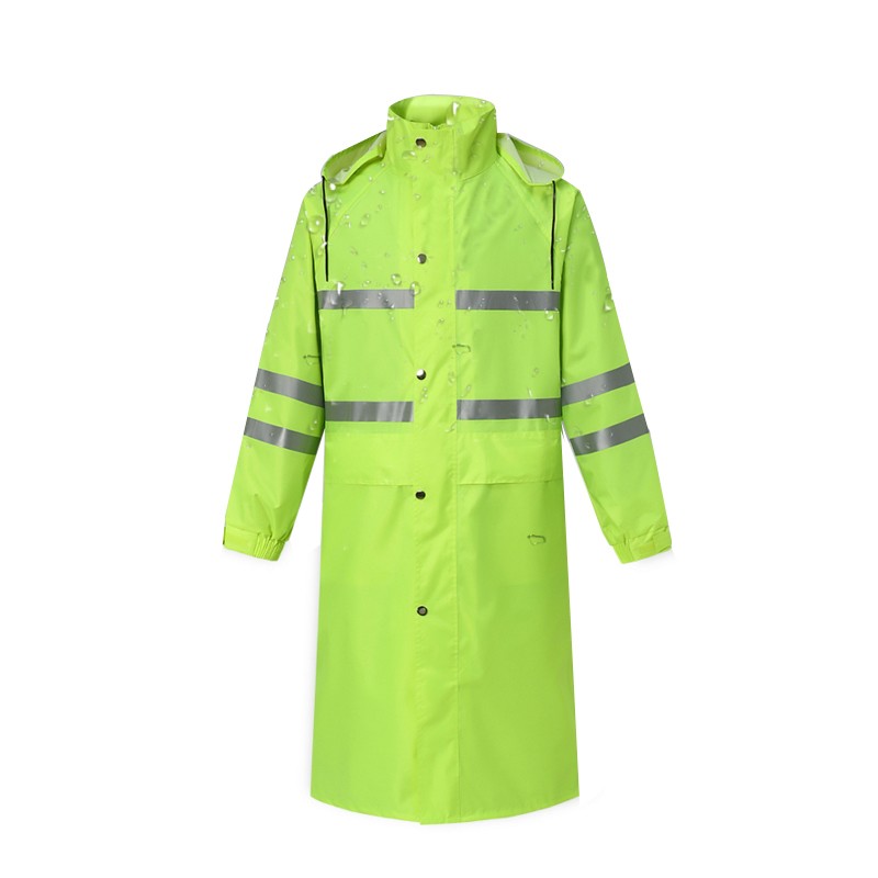谋福 269 长款雨衣外套男上衣荧光绿反光雨衣全身保安执勤物业保洁