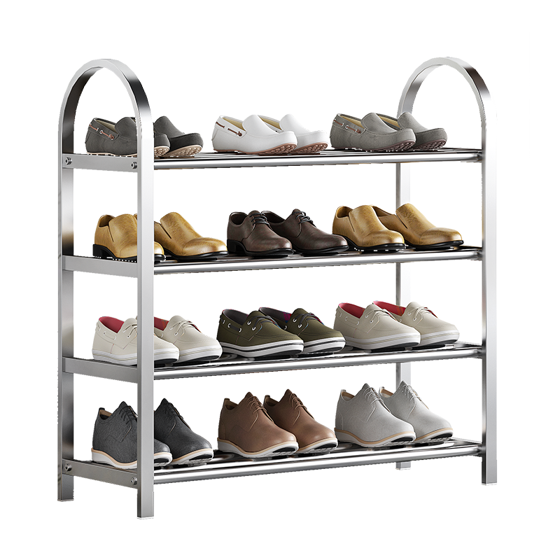 溢彩年华 加厚不锈钢鞋架简易家用门口多层鞋架子经济型室内宿舍好看防尘置物架1107-SR