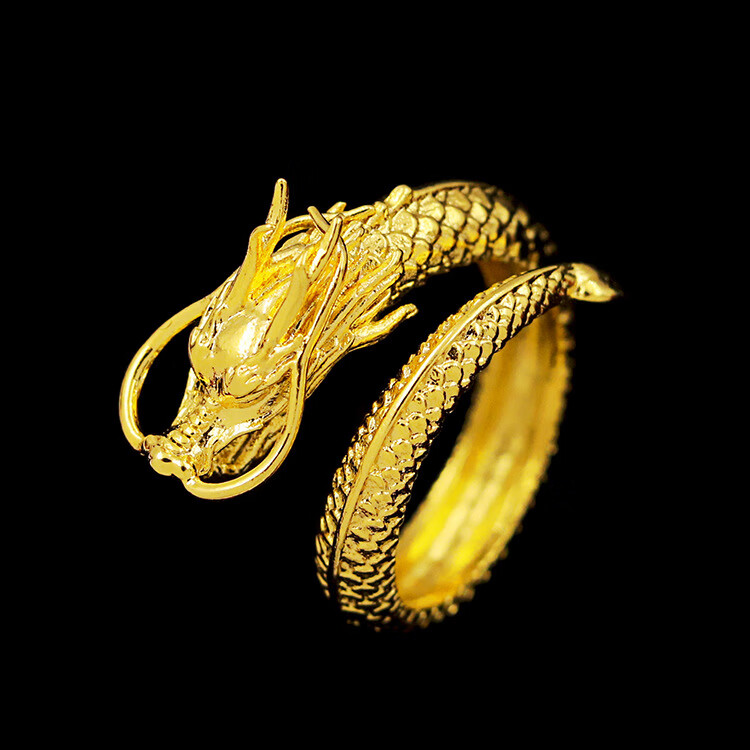 越南沙金婚庆情侣款龙凤对戒男女款仿金龙凤指环戒指久不掉色 龙戒