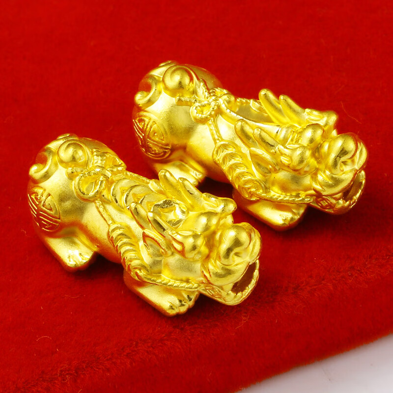 千影黄金吊坠9999足金男士貔貅挂坠女款素金硬金空心编手链转运珠按克