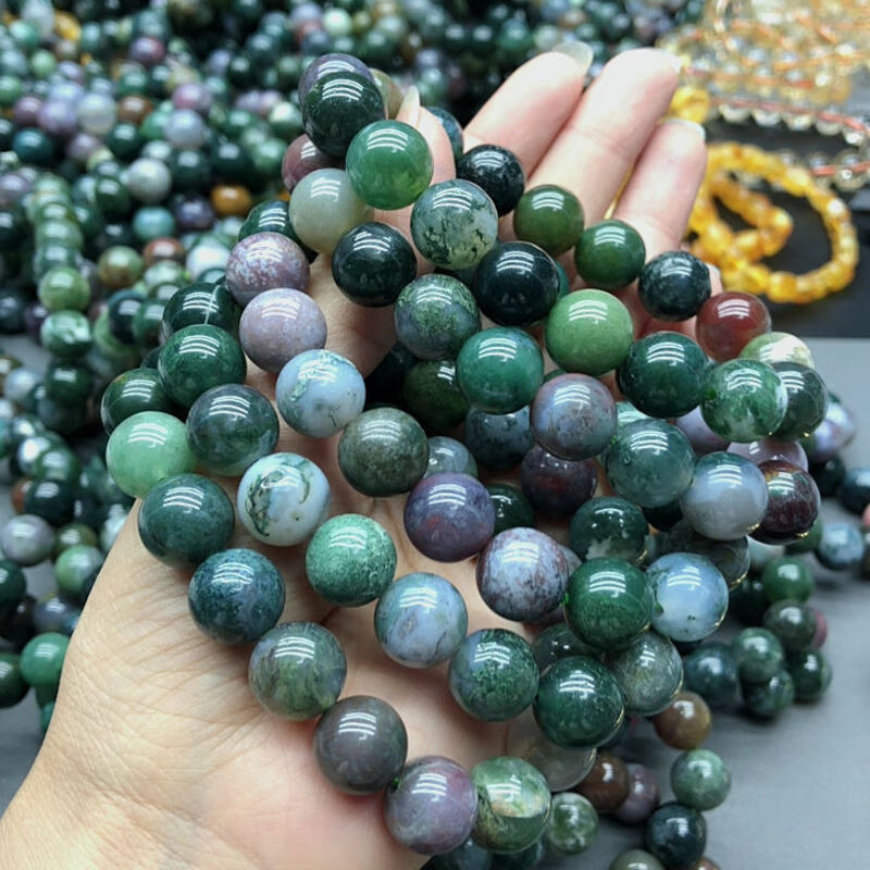 天然水草玛瑙手链12mm单圈 图片色