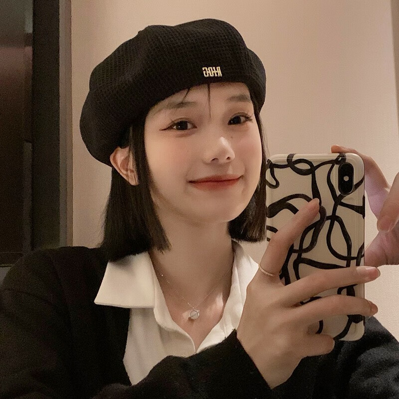 叕二叕 甜酷贝雷帽女秋冬日系大头围蓓蕾画家帽ins网红显脸小帽子 黑色使用感如何?