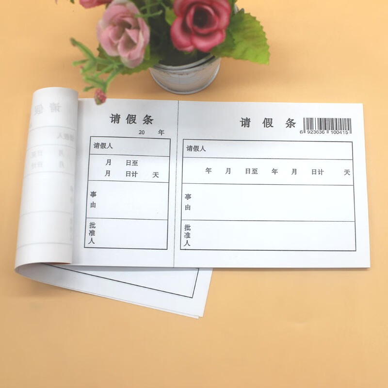 兰衍  员工请假条 员工通用假单假条财会用品单位休假单单据 请假条