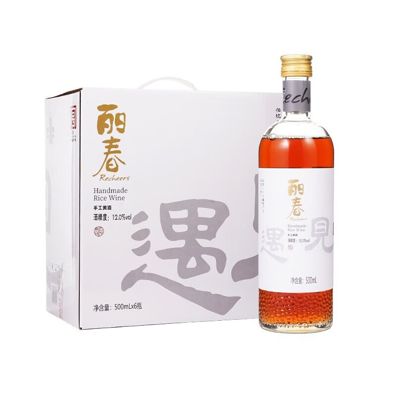 塔牌 遇见六年丽春 绍兴黄酒礼盒 半甜型花雕酒 礼盒送礼 500mL 6瓶 整箱装