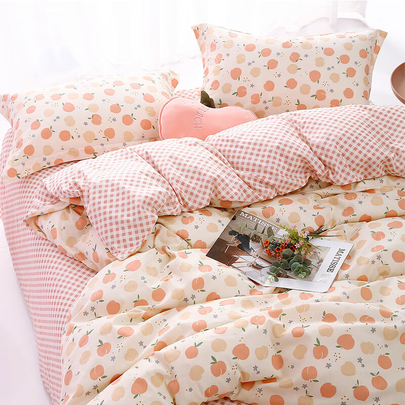 百丽丝 床上三/四件套纯棉床上用品被套床单枕套双人全棉被罩套件 星奶油桃子【梦幻系列】 【四件套】1.5米床属于什么档次？