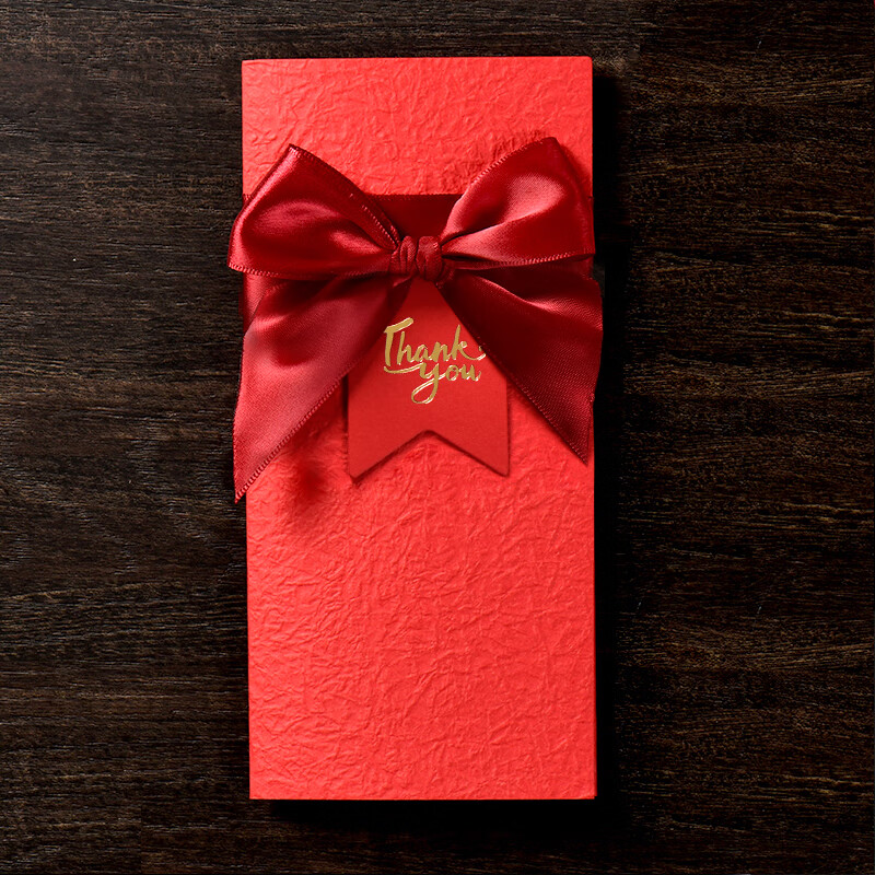 请柬邀请函高级感谢新年会议开业员工生日退休礼物定制 红底烫金thank