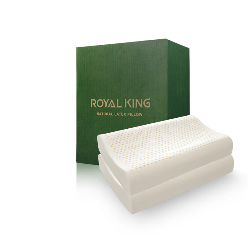ROYAL KING 泰国原装进口天然乳胶枕头成人波浪保健枕一对装 波浪护颈枕一对装56*36*9/11cm 56*36*9/11cm