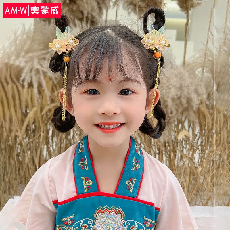 奥蒙威 儿童发夹发饰女童配饰流苏宝宝发卡汉服头饰中国风古装饰品发簪节日礼物 ER-AL-1092B 橙柿花恋一对高性价比高么？