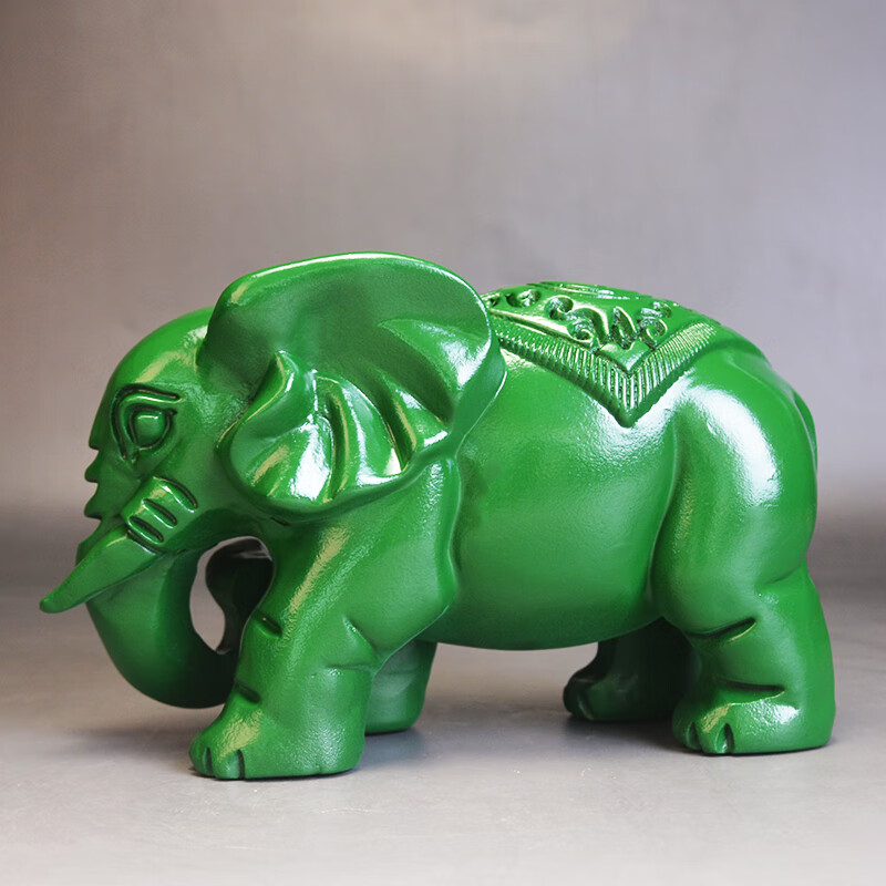 唐校长绿色大象摆件一对木雕木实木小象客厅雕刻家居装饰木质工艺品