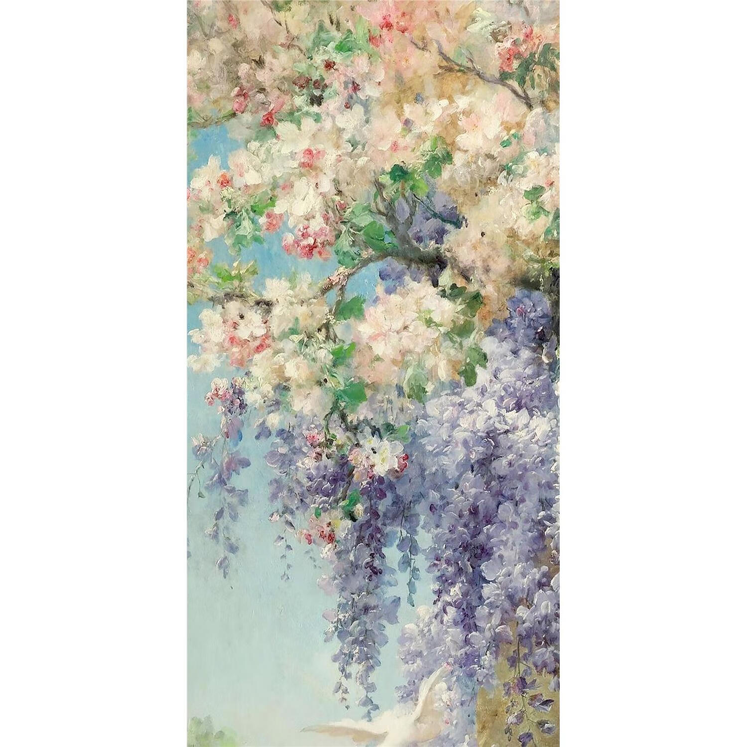 紫藤花奶油风油画玄关装饰画客厅紫色肌理画紫气东来挂画 无框画店家
