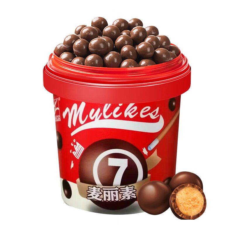 大红喜房麦丽素桶装朱古力代可可脂巧克力豆 桶装麦丽素巧克力味 520g
