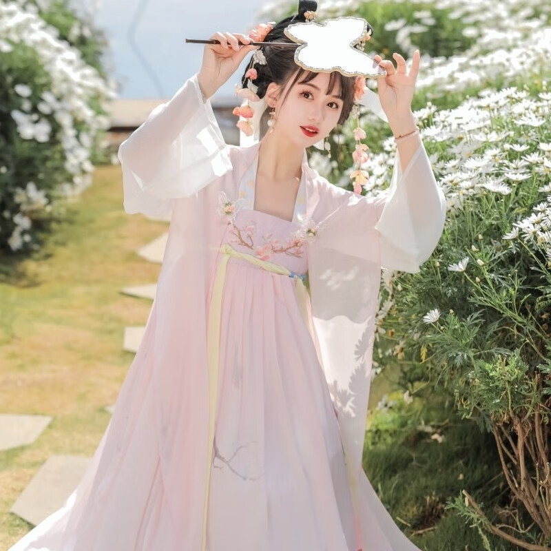 zhouyouyang汉依阁【桃夭】汉服女夏季唐制汉元素齐胸裙绣花连衣裙