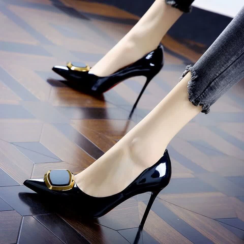 阿玛瑟超小号特小码女鞋新款高根皮鞋子小码黑色高跟