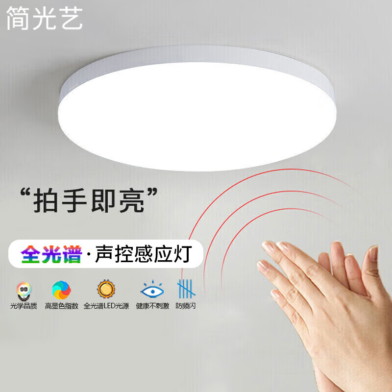 简光艺 声控感应灯led吸顶灯全光谱护眼过道灯光控楼梯灯走廊阳台灯