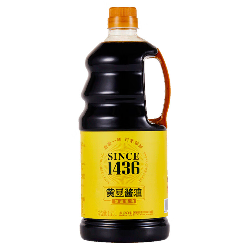 六必居 酱油 黄豆酱油 酿造酱油 1.75L 中华老字号
