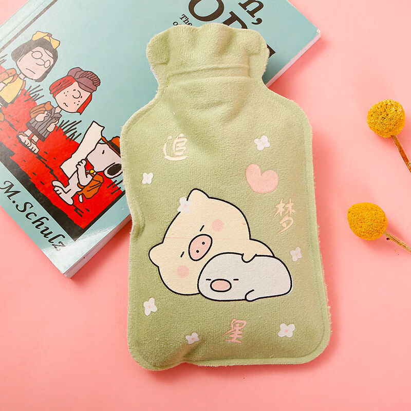 【精选】热水袋注水小号暖水袋女随身便携式可爱卡通毛绒暖手宝热敷暖肚子北极象 追梦猪 1个