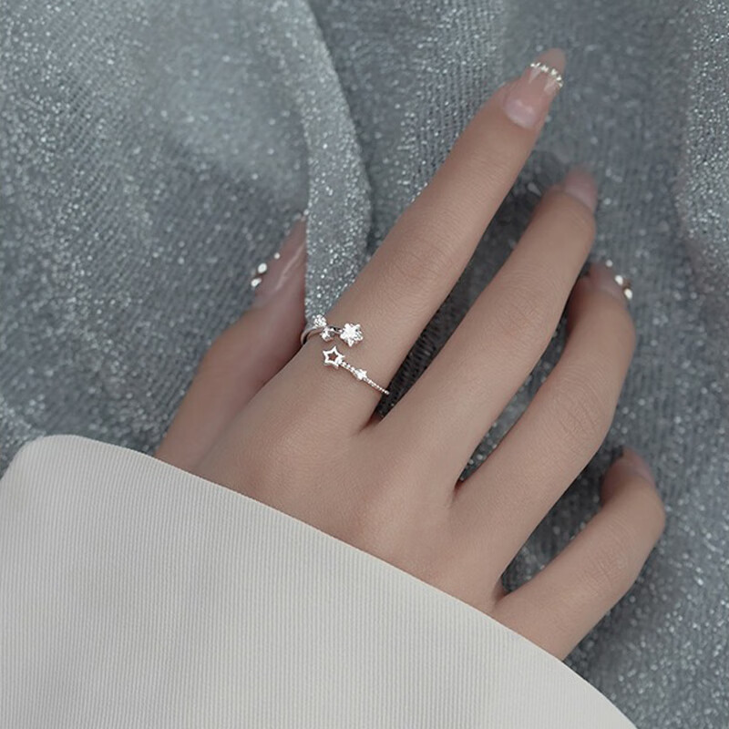 苏十六925银繁星戒指女时尚个性小众食指环单身尾戒女生生日礼物送女友 繁星戒指【活口】